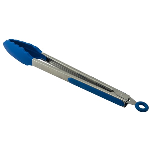 Kitchen Tongs with Blue Silicone Ends and Grip